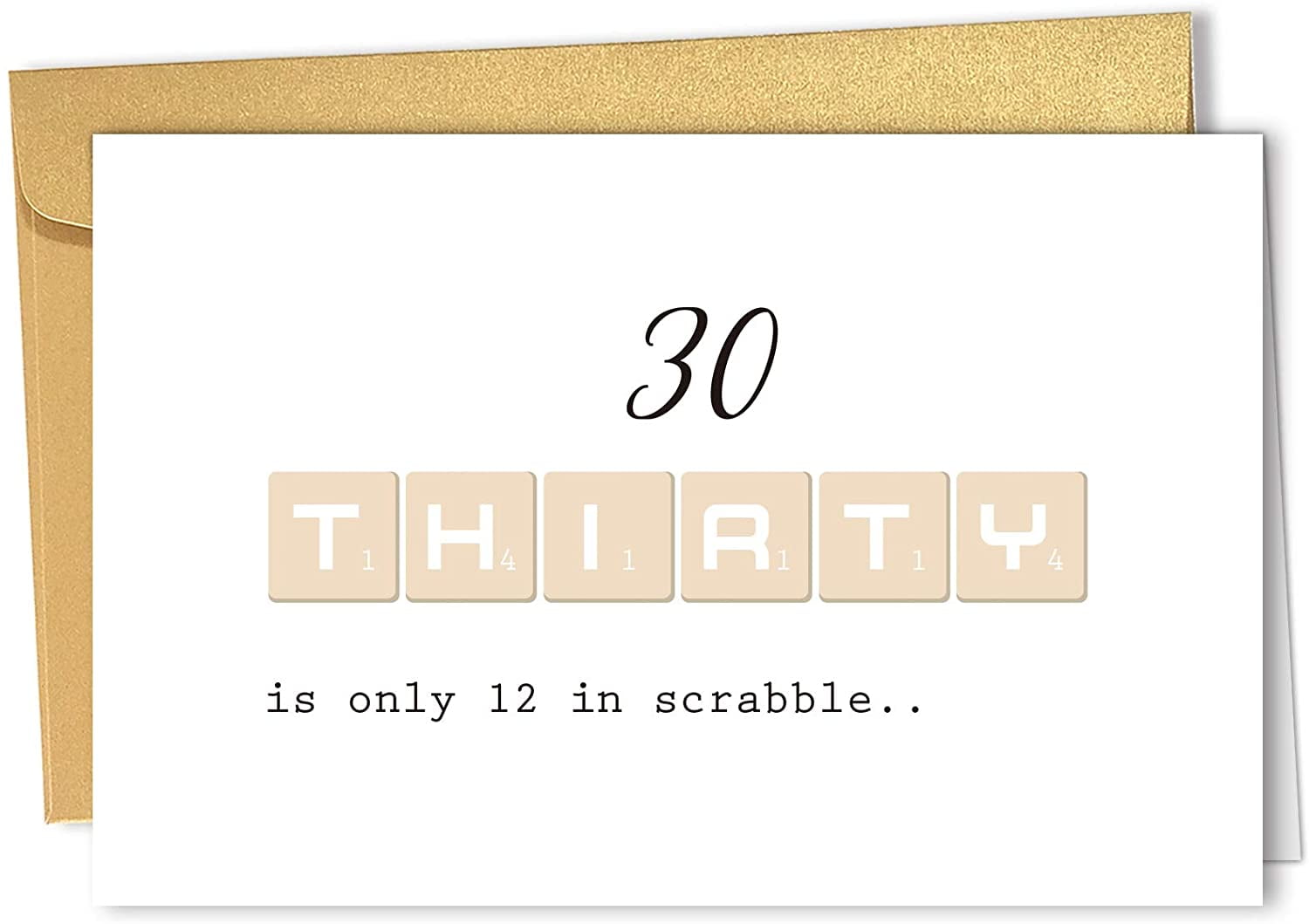 Happy 30th Birthday Card, 30th Bday Card, Funny Scrabble 30 Birthday Card for Him Her, 30 Is Only 12.Happy 30th Birthday Card